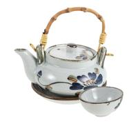 WATIIFUFU Théière Japonaise en Céramique Authentique 300ml avec Couvercle et Anse en Bois, Marmite Donabe Vintage Cuisine Asiatique et Restaurant