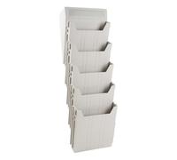 WATIIFUFU Trieur de dossiers Suspendus Organisateur Mural Porte-Documents Mural A5, 5 Compartiments réglables, PP Gris Clair, Rangement Mural Extensible pour courrier et dossiers, Bureau