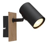 WatioWave Spot de plafond LED 1 x GU10 35 W IP20, finition en bois et noir, idéal pour l'éclairage décoratif d'intérieur.
