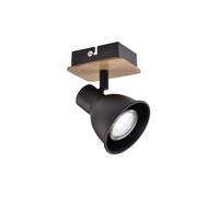 WatioWave Spot en bois noir avec un culot GU10, idéal pour un éclairage décoratif et fonctionnel en intérieur.