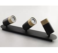 WatioWave Spot noir en bois 1 x GU10, design moderne, idéal pour l'éclairage décoratif dans les maisons et les bureaux.