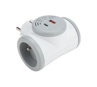 Watt & Co Biplite Multiprise rotative 2 prises 16A + 2 USB - Gris