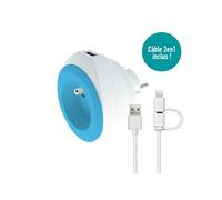 Watt and Co - Prise Bewatt avec chargeur USB - bleu -