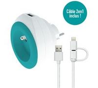 Watt and Co - Prise Bewatt avec chargeur USB - turquoise -