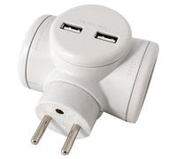 Watt&Co Multiprise Biplite rotative 2x16A – 2 ports USB 2.4A – Blanc