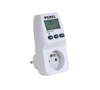 Perel Tools Wattmètre G écran LCD 230 V 16 A 3600 W prise type E blanc