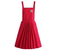 Watwass Robe Tablier Femme de Ménage Imperméable Tablier de Cuisine Rouge Adulte Vintage avec Poches