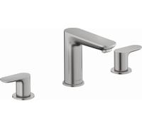 Wave Duravit, robinetterie de lavabo à 3 trous, saillie 129 mm, avec garniture découlement, WA1060005070, Couleur: acier inoxydable brossé