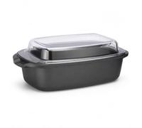 Wavero Cocotte rectangulaire en fonte d'aluminium avec couvercle, noir | Avec double revêtement antiadhésif pour cuisinière et four, passe au lave-vaisselle et pour rôtir et ragoûter de la famille