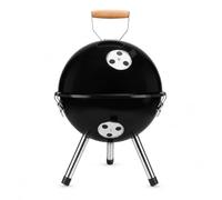 Wavero Mini barbecue sphérique au charbon de bois, noir, Ø 32 cm | Barbecue portable au charbon de bois avec couvercle, poignée en bois et trois fermetures métalliques