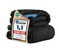 WAVVE Couette 135x200 Ensemble de 2 pièces été 150g/m² + 4 Saisons 300g/m² = Hiver 450g/m² Édredon 1 Personne Microfibre Noir