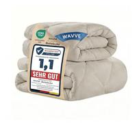 WAVVE Couette 240x260 Ensemble de 2 pièces été 150g/m² + 4 Saisons 300g/m² = Hiver 450g/m² Édredon 2 Personnes Microfibre Beige