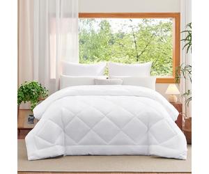 WAVVE Couette 260x240 Tempérée 300GSM en Microfibre, Édredon Lit 2 Personnes 240x260 cm pour Lit 160x200/180x200/200x200, Grand Chaud Épais Garnissage 300g/m², 260x240 Blanc