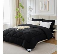 WAVVE Couette Hiver 450GSM en Microfibre, Édredon Lit 2 Personnes 240x260 cm, Edredon Toutes Les Saisons pour Lit 160x200/180x200/200x200, Grand Chaud Épais Garnissage 450g/m², 260x240 Noir