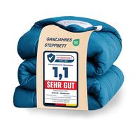 WAVVE Couette Tempérée 300GSM en Microfibre, Édredon Lit 2 Personnes 200x200 cm pour Lit 90x190/140x190, Chaud Épais Garnissage 300g/m², 200 x 200 Bleu Canard