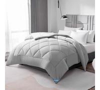 WAVVE Couette Tempérée 300GSM en Microfibre, Édredon Lit 2 Personnes 220x240 cm pour Lit 140x190/160x200, Grand Chaud Épais Garnissage 300g/m², 240x220 Gris Clair
