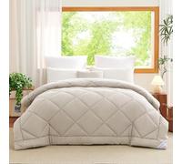 WAVVE Couette Tempérée 300GSM en Microfibre, Édredon Lit 2 Personnes 220x240 cm pour Lit 140x190/160x200, Grand Chaud Épais Garnissage 300g/m², 240x220 Beige