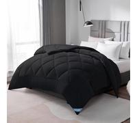 WAVVE Couette Tempérée 300GSM en Microfibre, Édredon Lit 2 Personnes 240x260 cm pour Lit 160x200/180x200/200x200, Grand Chaud Épais Garnissage 300g/m², 260x240 Noir