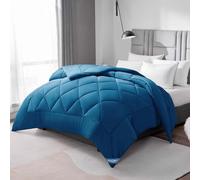 WAVVE Couette Tempérée 300GSM en Microfibre, Édredon Lit 2 Personnes 240x260 cm pour Lit 160x200/180x200/200x200, Grand Chaud Épais Garnissage 300g/m², 260x240 Bleu Canard