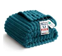 WAVVE Couverture douillette - 150 x 200 cm - Turquoise - Couverture polaire douce en flanelle - Couverture de canapé et de canapé - Couverture chaude en velours côtelé pour décoration de salon, jeté