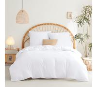 WAVVE Housse de Couette 220x240 cm avec 2 Taies d'oreiller 65x65 cm，Parure de Lit 2 Personnes pour lit 180x200 avec Fermeture Éclair Sets de Housse Couette en Microfibre, Blanc 220 x 240 240x220