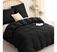 WAVVE Housse de Couette 220x240 cm avec 2 Taies d'oreiller 80x80 cm, 100% Microfibre, Noir