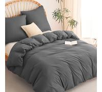 WAVVE Housse de Couette 220x240 cm avec 2 Taies d'oreiller 80x80 cm，Parure de Lit 2 Personnes pour lit 180x200 avec Fermeture Éclair Sets de Housse Couette en Microfibre, Gris Foncé 220 x 240 240x220