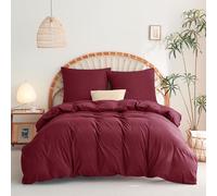WAVVE Housse de Couette 260x240 cm avec 2 Taies d'oreiller 65x65 cm，Parure de Lit 2 Personnes pour Lit 200x200 avec Fermeture Éclair, Sets de Housse Couette en Microfibre Rouge 260 x 240 240x260