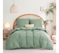 WAVVE Housse de Couette 260x240 cm avec 2 Taies d'oreiller 65x65 cm，Parure de Lit 2 Personnes pour lit 200x200 avec Fermeture Éclair Sets de Housse Couette en Microfibre, Vert 260 x 240 240x260