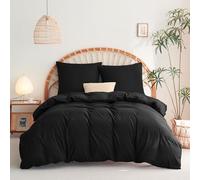 WAVVE Parure de Lit 240x260 avec 2 Taies d'oreiller 65x65 cm，Housse de Couette 240 x 260 2 Personnes pour lit 200x200 avec Fermeture Éclair Sets de Housse Couette en Microfibre Noir
