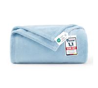 WAVVE Plaid Bleu Clair Couverture Polaire Flanelle en Microfibre, Jeté de Canapé 130x150, Couverture lit Jete de Canape 1 Personne, Plaid Fourrure Petit Chaud et Doux en Peluche