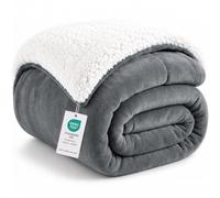 WAVVE Plaid Couverture Polaire en Sherpa, 130 x 150 Couverture lit 1 Personne Gris Anthracite, Plaid Canape Fourrure Jeté de Canapé Réversible, Jete Canape Petit Épais Chaud et Doux en Peluche