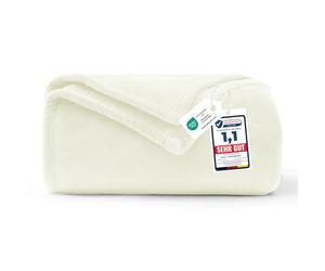 WAVVE Plaid Couverture Polaire Flanelle en Microfibre, Jeté de Canapé 130x150 Blanc Beige, Couverture lit Jete de Canape 1 Personne, Plaid Fourrure Petit Chaud et Doux en Peluche, Crème 150x130
