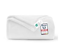 WAVVE Plaid Couverture Polaire Flanelle en Microfibre, Jeté de Canapé 130x150 Blanc, Couverture lit Jete de Canape 1 Personne, Plaid Fourrure Petit Chaud et Doux en Peluche, 150x130