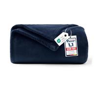 WAVVE Plaid Couverture Polaire Flanelle en Microfibre, Jeté de Canapé 130x150 Bleu Marine, Couverture lit Jete de Canape 1 Personne, Plaid Fourrure Petit Chaud et Doux en Peluche 150x130
