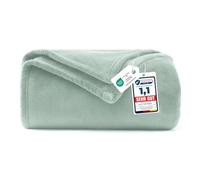 WAVVE Plaid Couverture Polaire Flanelle en Microfibre, Jeté de Canapé 130x150 Vert Clair, Couverture lit Jete de Canape 1 Personne, Plaid Fourrure Petit Chaud et Doux en Peluche, 150x130