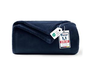 WAVVE Plaid Couverture Polaire Flanelle en Microfibre, Jeté de Canapé 150x200 Bleu Marine, Couverture lit Jete de Canape 2 Personnes, Plaid Fourrure Grand Chaud et Doux en Peluche 200x150
