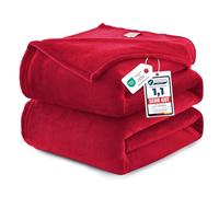 WAVVE Plaid Couverture Polaire Flanelle en Microfibre, Jeté de Canapé 220x240 Rouge, Couverture lit Jete de Canape 2 Personnes, Plaid Fourrure Grand Chaud et Doux en Peluche, 240x220