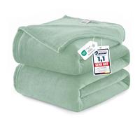 WAVVE Plaid Couverture Polaire Flanelle en Microfibre, Jeté de Canapé 220x240 Vert Clair, Couverture lit Jete de Canape 2 Personnes, Plaid Fourrure Grand Chaud et Doux en Peluche, 240x220