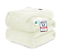 WAVVE Plaid Couverture Polaire Flanelle en Microfibre, Jeté de Canapé 230x270 Blanc Beige, Couverture lit Jete de Canape 2 Personnes, Plaid Fourrure Grand Chaud et Doux en Peluche, Crème 270x230