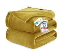 WAVVE Plaid Couverture Polaire Flanelle en Microfibre, Jeté de Canapé 230x270 Jaune, Couverture lit Jete de Canape 2 Personnes, Plaid Fourrure Grand Chaud et Doux en Peluche, 270x230