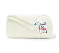 WAVVE Plaid Crème 150x200 cm - Couverture Polaire Flanelle Microfibre Douce, Jeté de Canapé Chaud & Moelleux, Plaid pour Canapé Lit, Grande Couverture Toutes Saisons