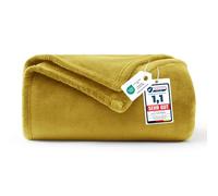 WAVVE Plaid Jaune Moutarde 150x200 cm - Couverture Polaire Flanelle Microfibre Douce, Jeté de Canapé Chaud & Moelleux, Plaid pour Canapé Lit, Grande Couverture Toutes Saisons