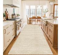WAWFONG Tapis de Couloir Long Tapis Passage Antidérapant Lavable Tapis de Cuisine Absorbant Tapis de Sol pour Cuisine Devant Evier Beige, 110 x 200 cm Tapis Entrée Buanderie, Salle à Manger