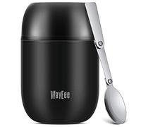 WayEee Boîtes Alimentaires isothermes,Boite Isotherme Repas Chaud Porte-Aliments en Acier Inoxydable à Double Couche pour Ecole Bureau/450ml Noir
