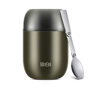 WayEee Boîtes Alimentaires isothermes,Boite Isotherme Repas Chaud Porte-Aliments en Acier Inoxydable à Double Couche pour Ecole Bureau/450ml Gris