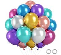 Wayfun Ballon Multicolore Métallique 52pcs, 12 Pouces Ballons Anniversaire Métalliques Multicolore, Helium Ballon Baudruche en Latex pour Decoration Anniversaire Mariage Baby Shower Gender Reveal Fête