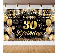 Waylipun 30 Bannière d'Anniversaire, 30 Ans Anniversaire Fête Décorations Or Noir, 30 Ans de Joyeux Anniversaire Décoration de Fête pour Homme Femme Fond Photographique Tissu 30 Fêtes de