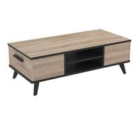 WAYNE Table basse - Décor chêne brossé et noir mat - Contemporain - L 106 x P 50,1 cm