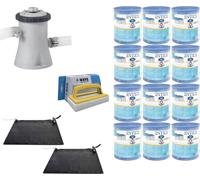 WAYS - Entretien de piscine - 2x chauffage de piscine & pompe de filtration 1250 L/u & 12 filtres type H & brosse à récurer WAYS